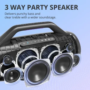 Tronsmart Bang Max Bluetooth Speaker with 3 Way Sound System, 130W, Sync Up 100+ Speakers, APP Control, Guitar/Mic Input